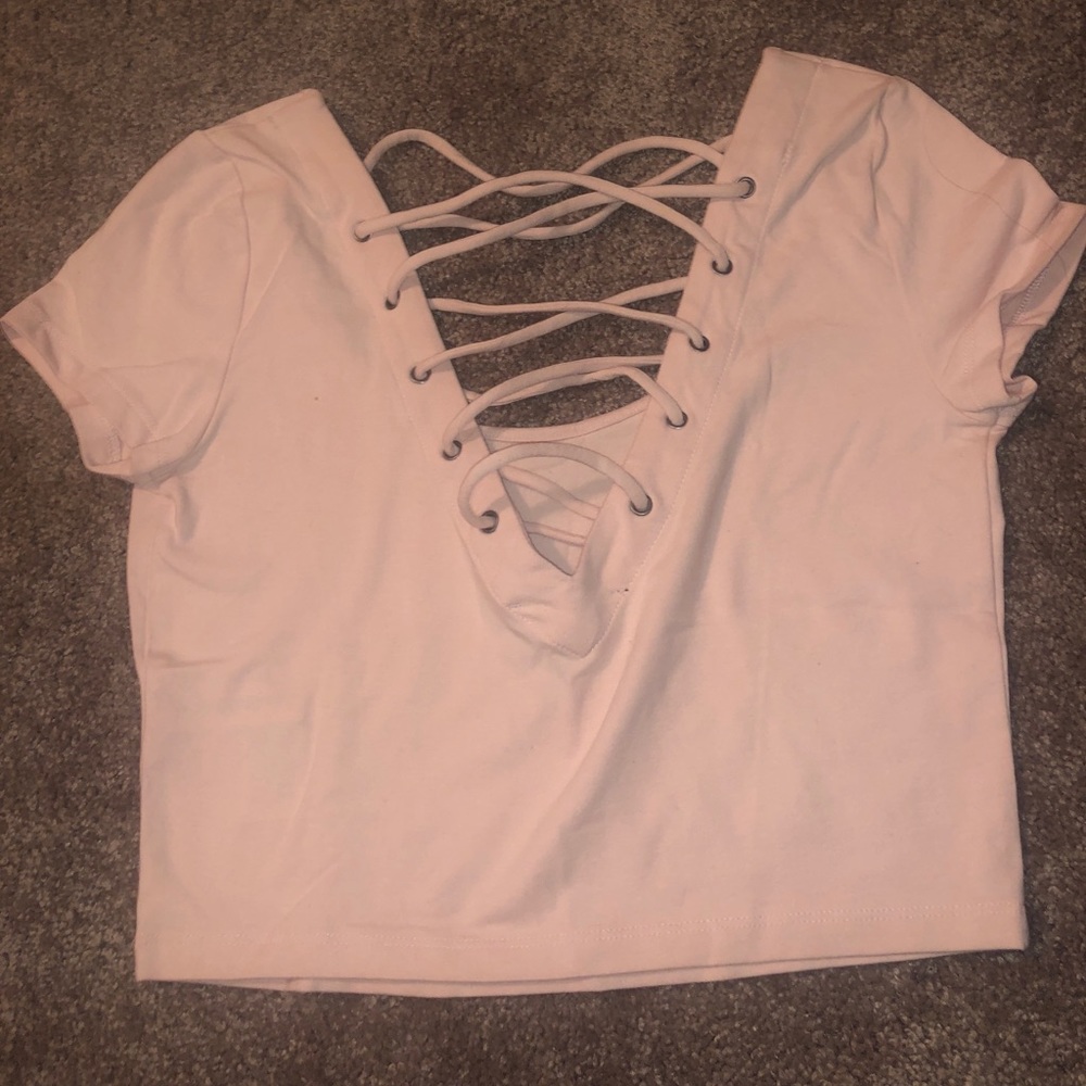 Pink cross crop top